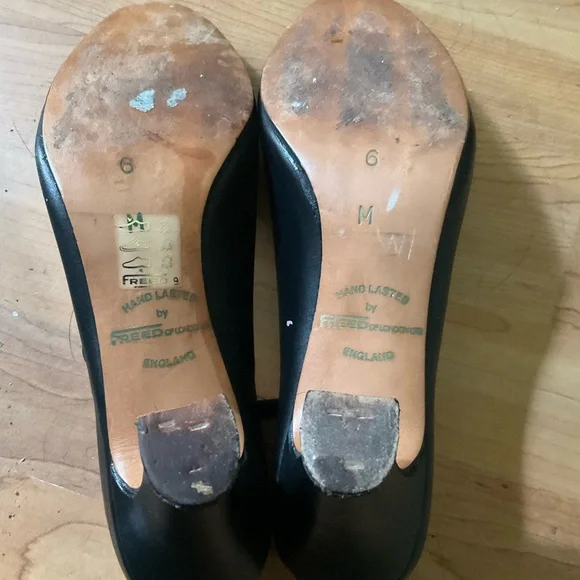 “FREED OF LONDON” Professional Dance/ Ballroom Black Strap Heeled Shoes - Picture 7 of 9